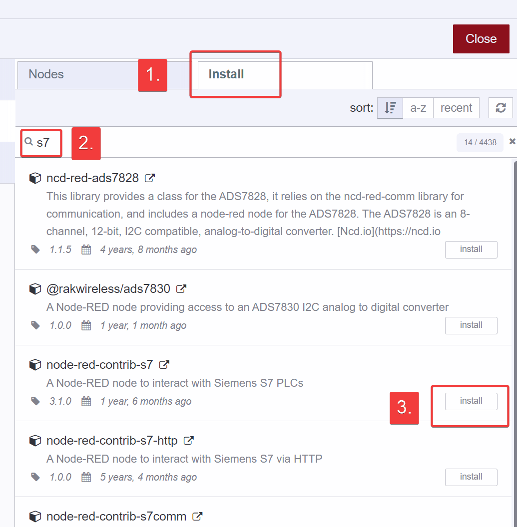"Installing S7 node"
